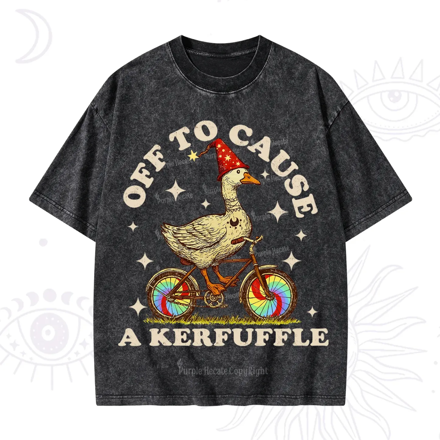 Purplehecate Off to Cause a Kerfuffle Goose Washed T-Shirt