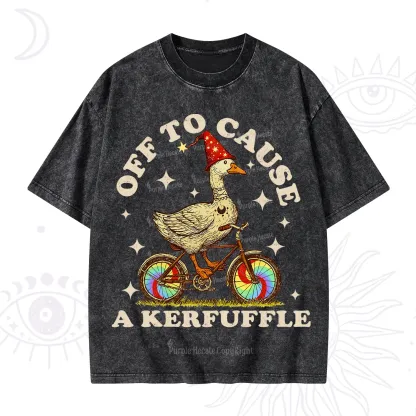 Purplehecate Off to Cause a Kerfuffle Goose Washed T-Shirt