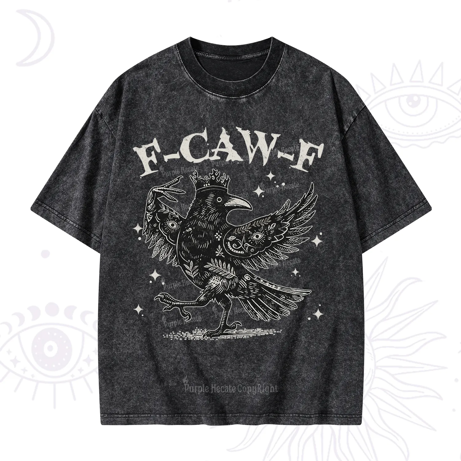 Purplehecate F-caw-f Funny Crow Washed T-Shirt
