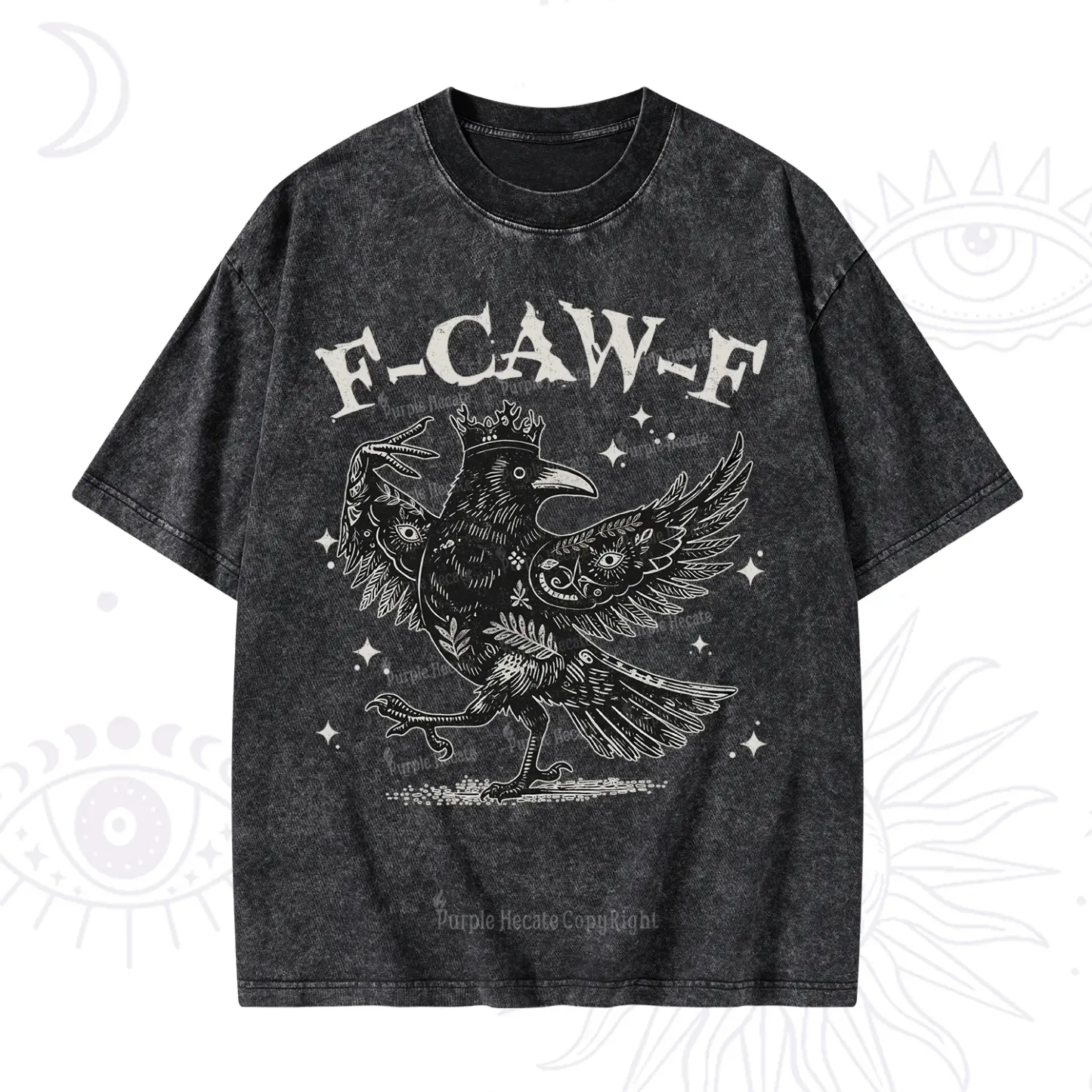 Purplehecate F-caw-f Funny Crow Washed T-Shirt