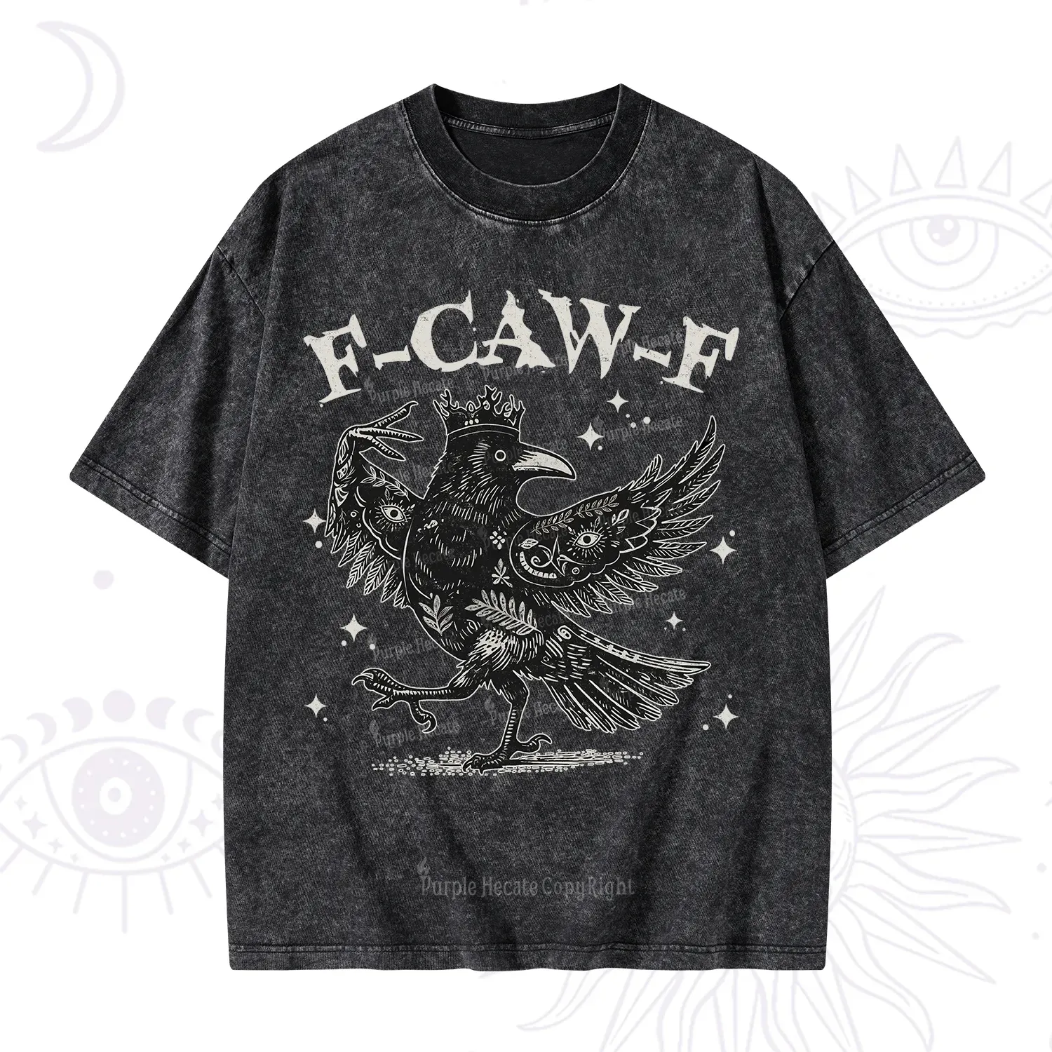 Purplehecate F-caw-f Funny Crow Washed T-Shirt
