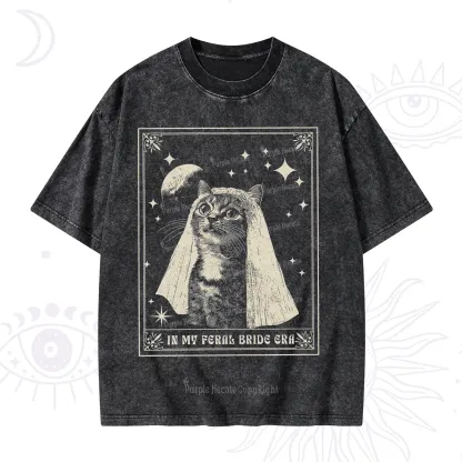 Purplehecate Cat In My Feral Bride Era Bachelorette Washed T-Shirt