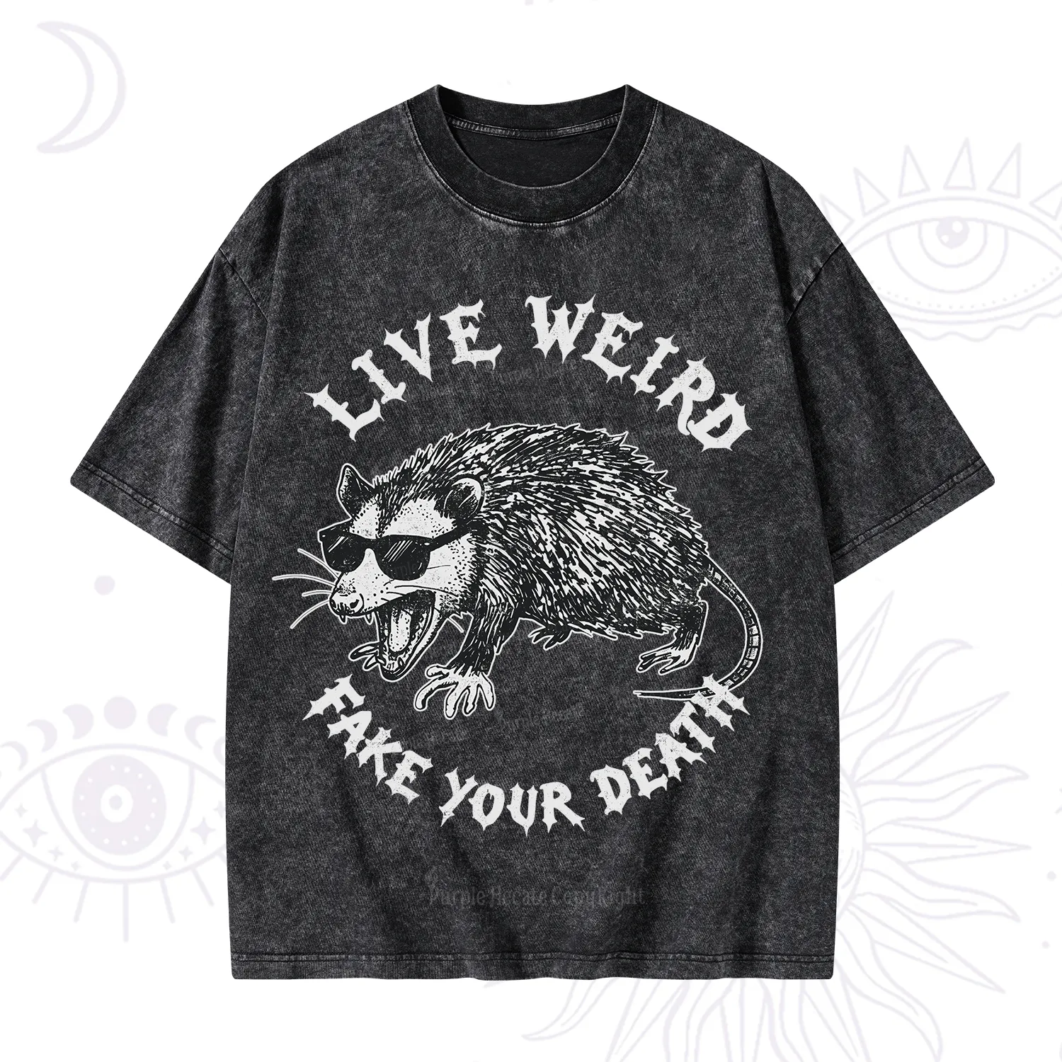 Purplehecate Live Weird Fake Your Death Silly Opossum Washed T-Shirt
