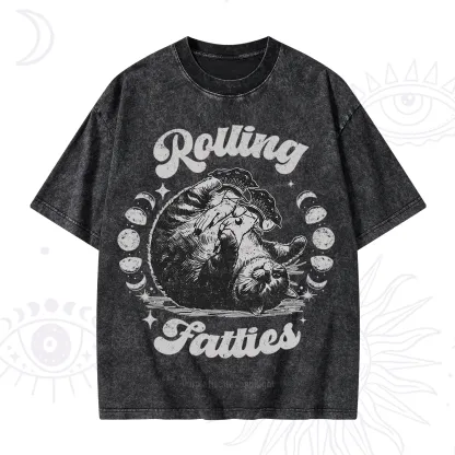 Purplehecate Funny Rolling Fatties Washed T-Shirt