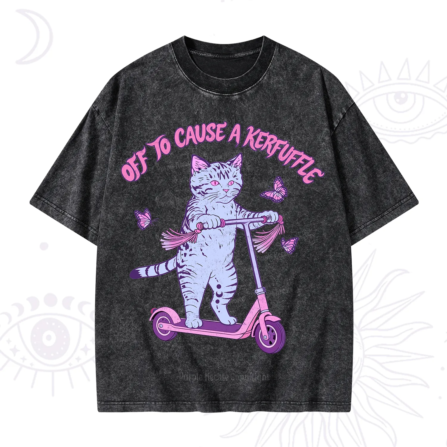 Purplehecate Off To Cause A Kerfuffle Cat Washed T-Shirt