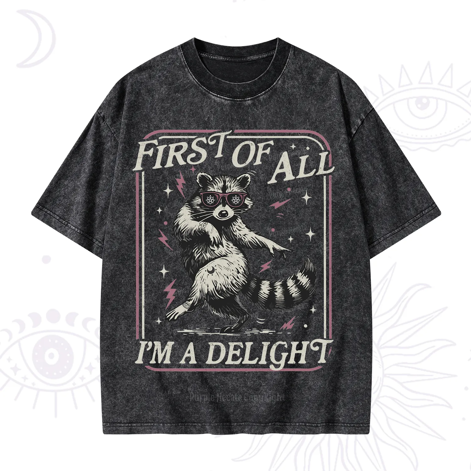Purplehecate First Of All I'm A Delight Racoon Washed T-Shirt