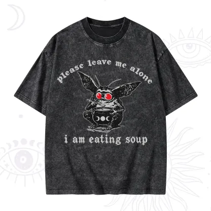 Purplehecate Mothman Eating Soup Washed T-Shirt