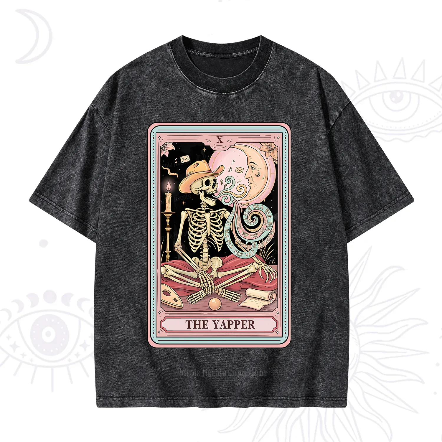 Purplehecate The Skeleton Yapper Tarot Washed T-Shirt