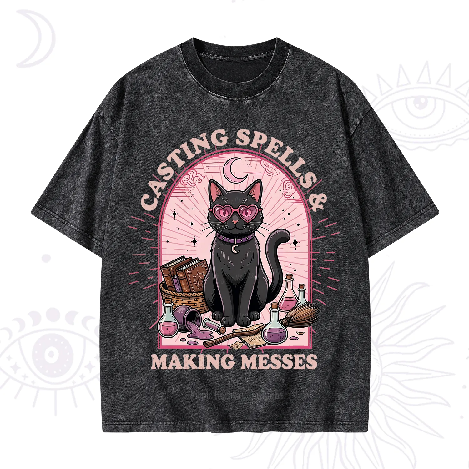 Purplehecate Casting Spells Making Messes Cat Washed T-Shirt