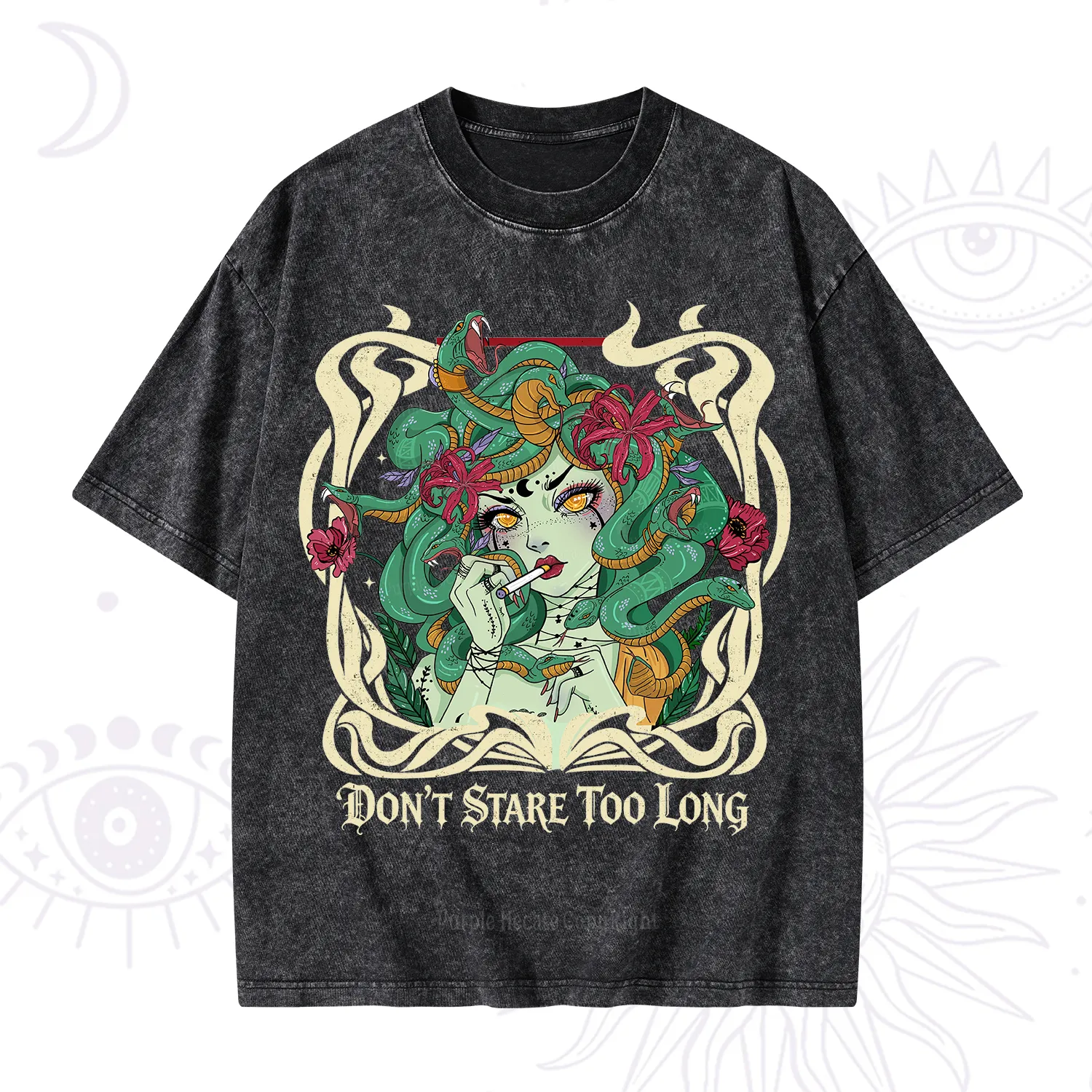 Purplehecate Don't Stare Too Long Washed T-Shirt