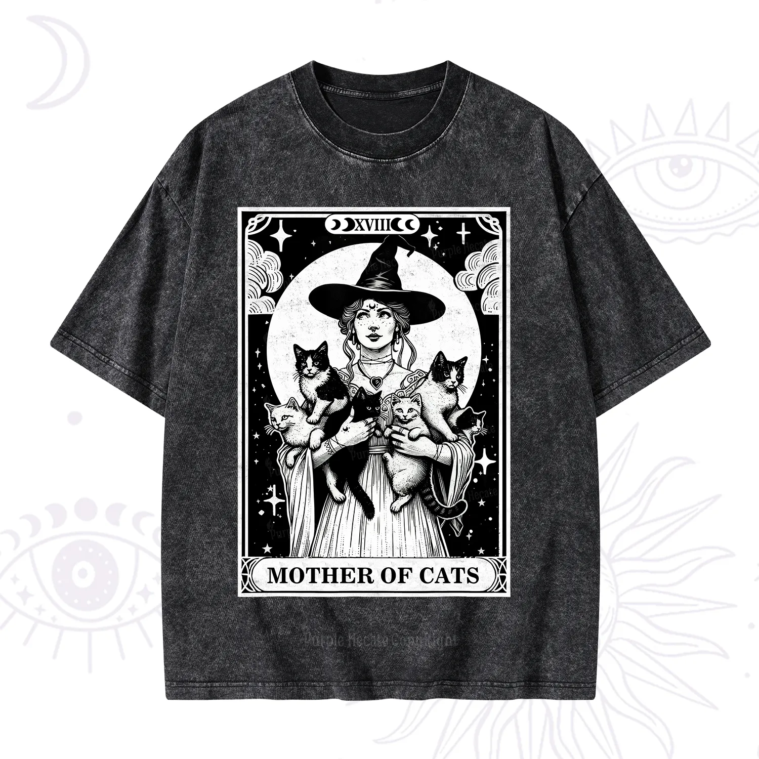 Purplehecate The Mother of Cats Tarot Washed T-Shirt