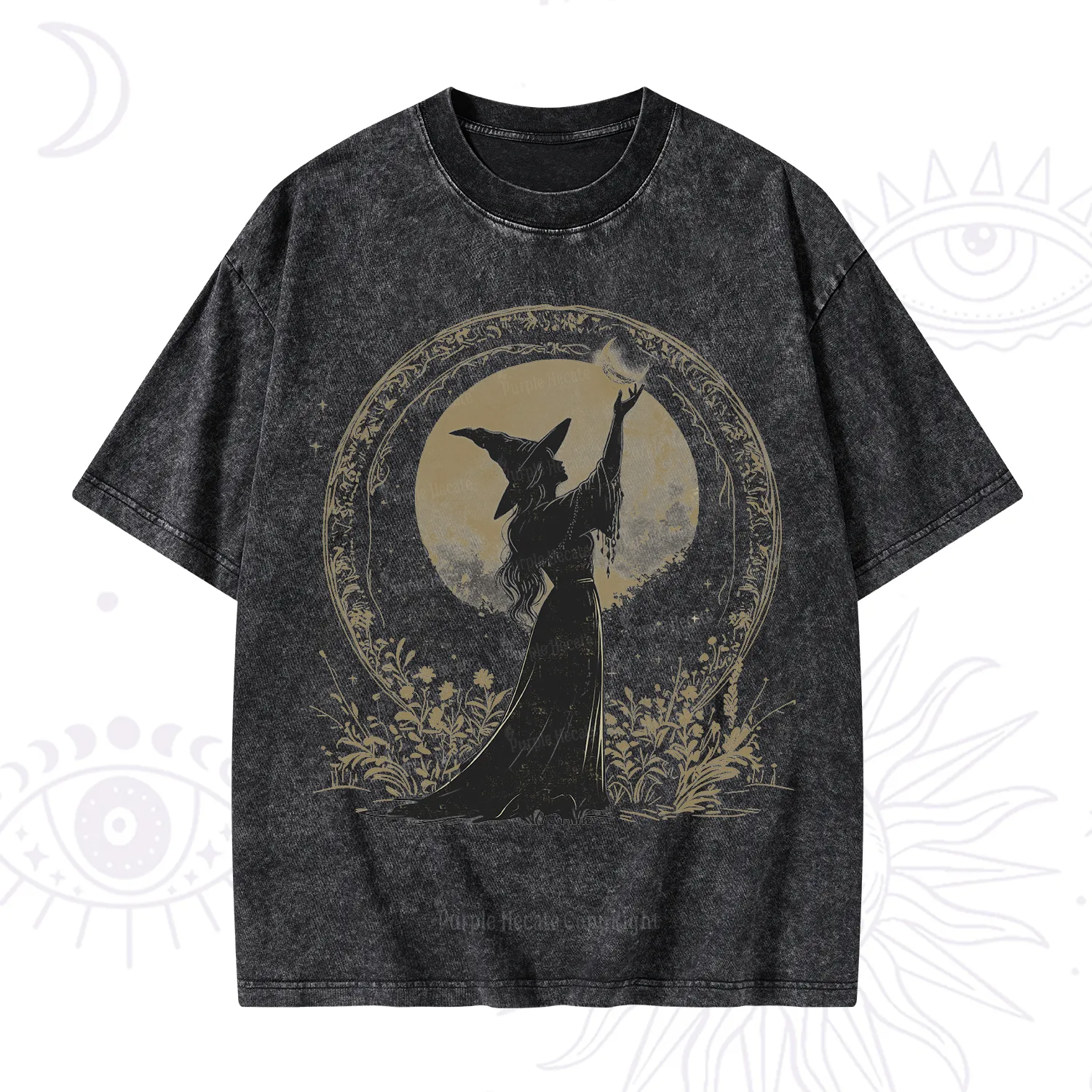 Purplehecate The Moon Witch Washed T-Shirt