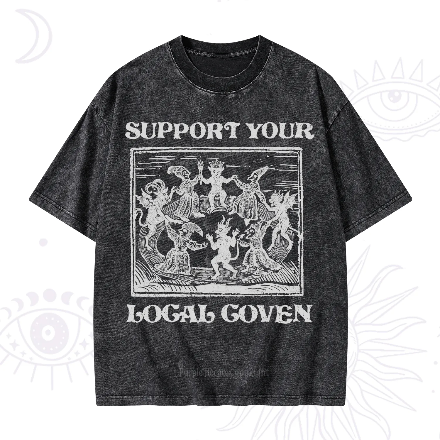 Purplehecate Support Your Local Coven Washed T-Shirt
