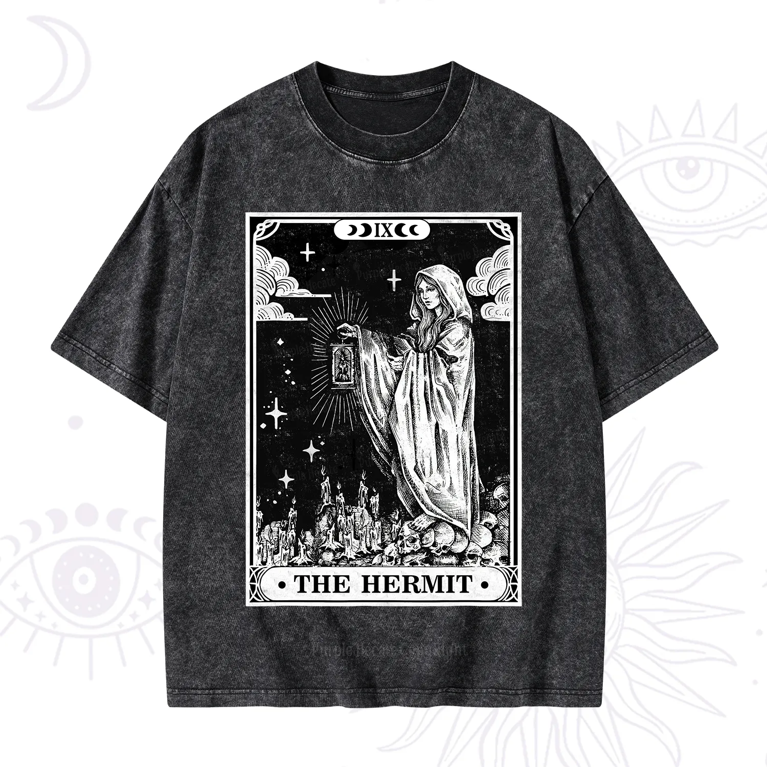 Purplehecate The Hermit Goddess Tarot Card Washed T-Shirt