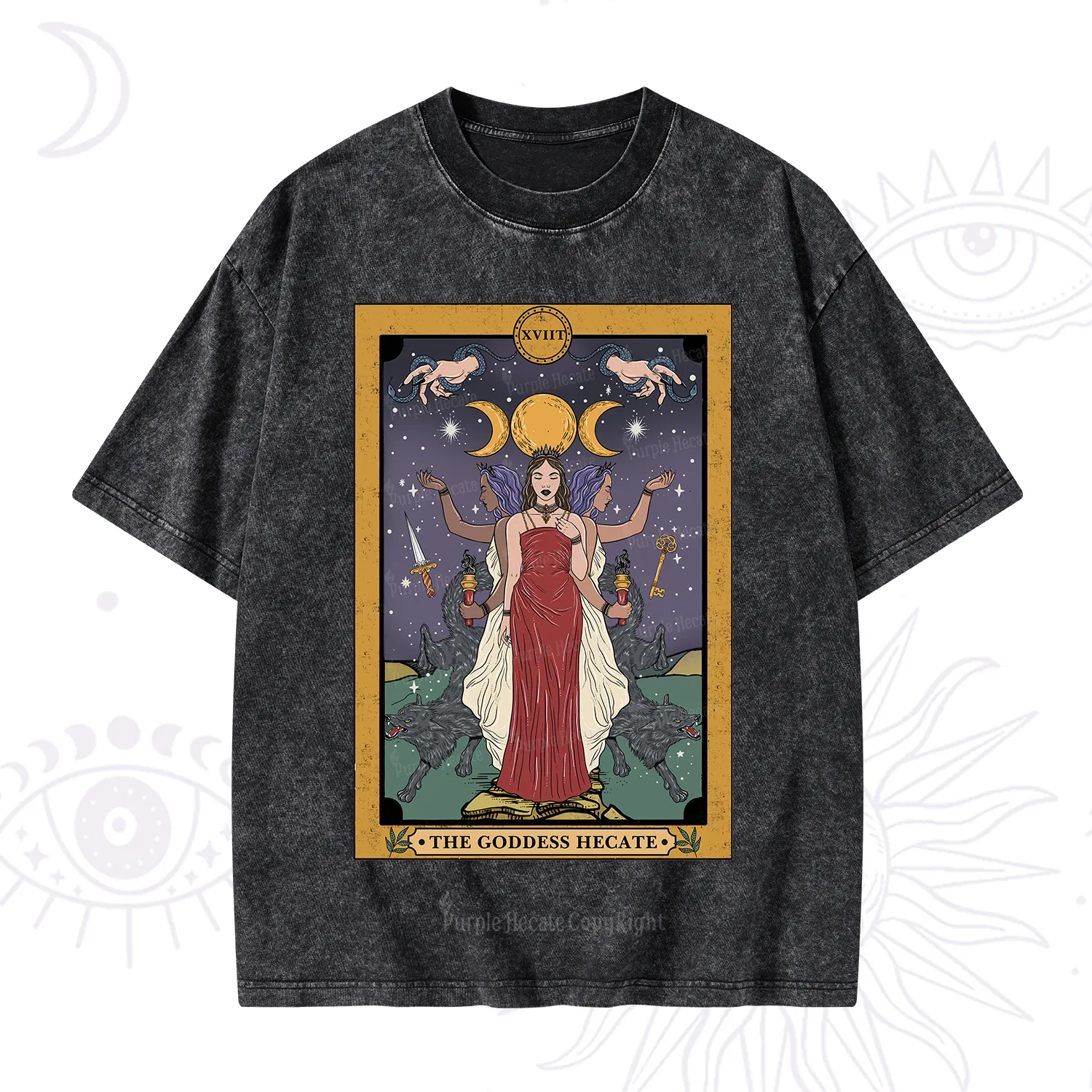 Purplehecate The Goddess Hecate Tarot Washed T-Shirt