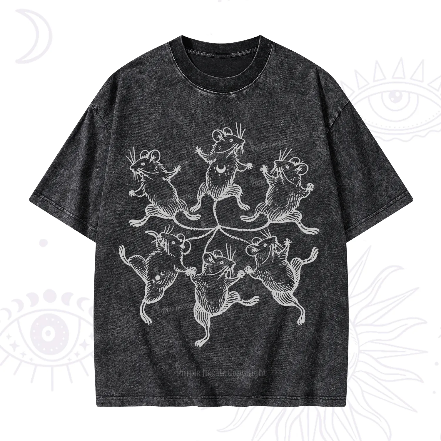 Purplehecate The Midnight Mouse Dance Washed T-Shirt