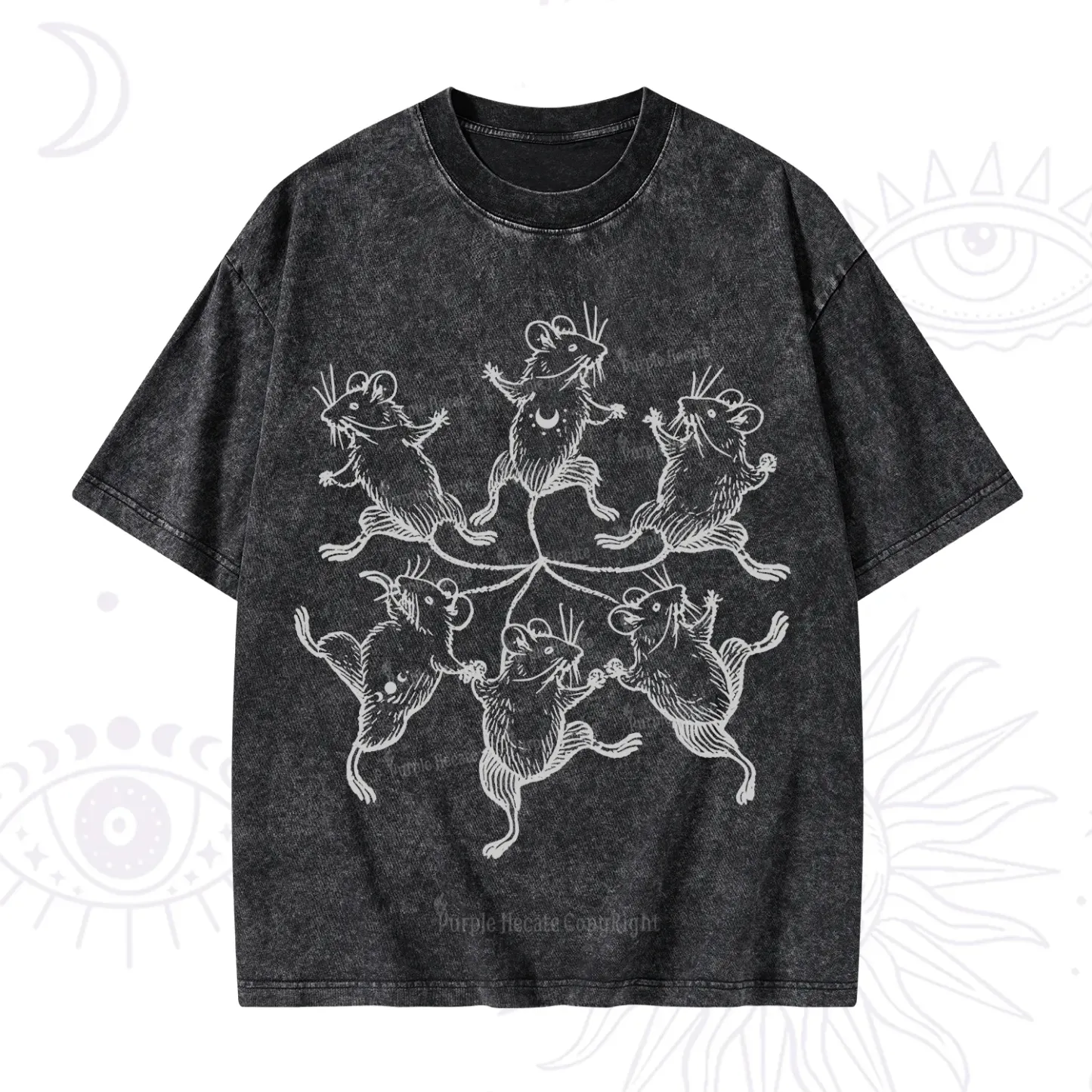 Purplehecate The Midnight Mouse Dance Washed T-Shirt