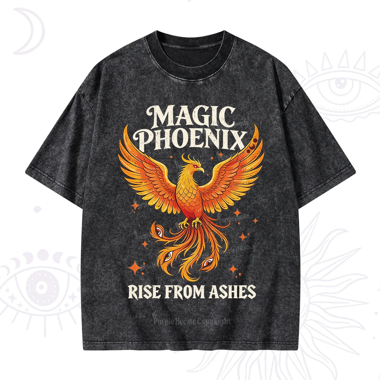 Purplehecate Magic Phoenix Rise From Ashes Washed T-Shirt