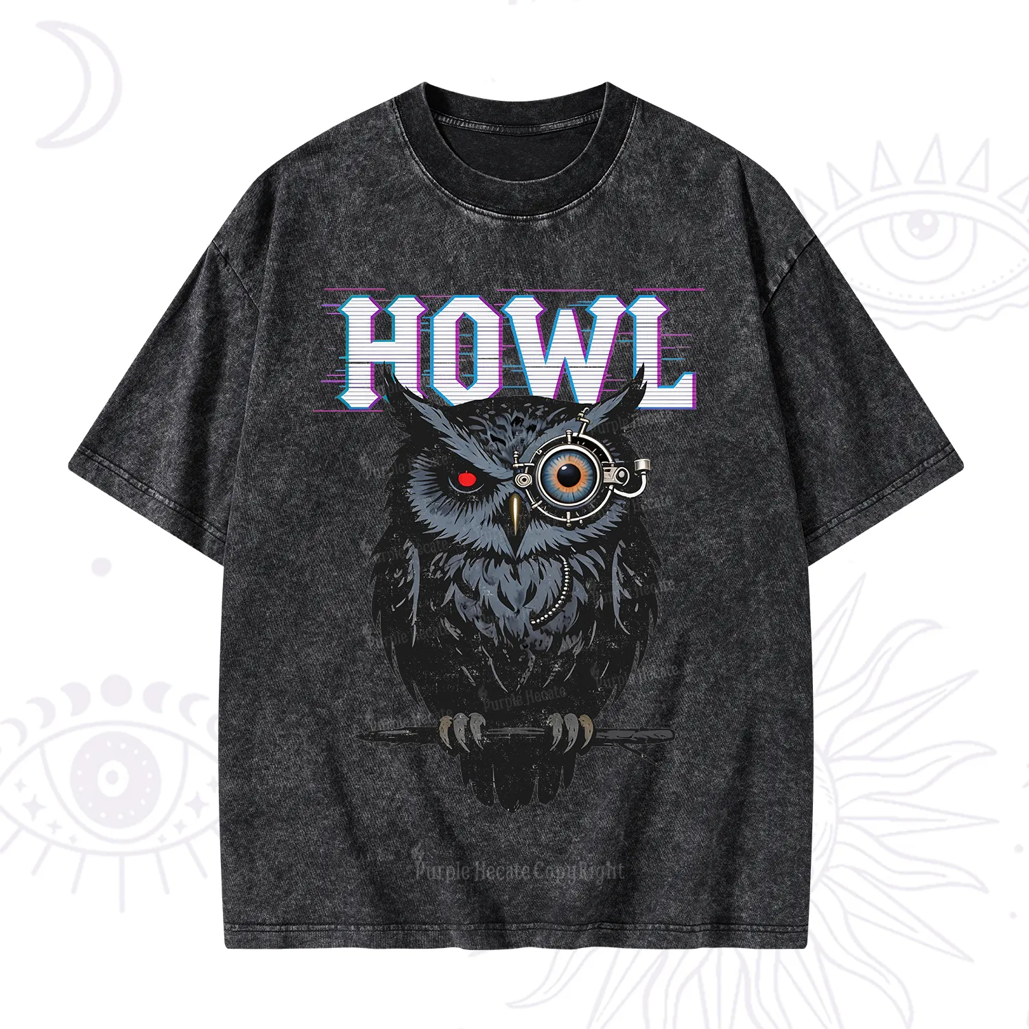 Purplehecate Howl Owl Washed T-Shirt