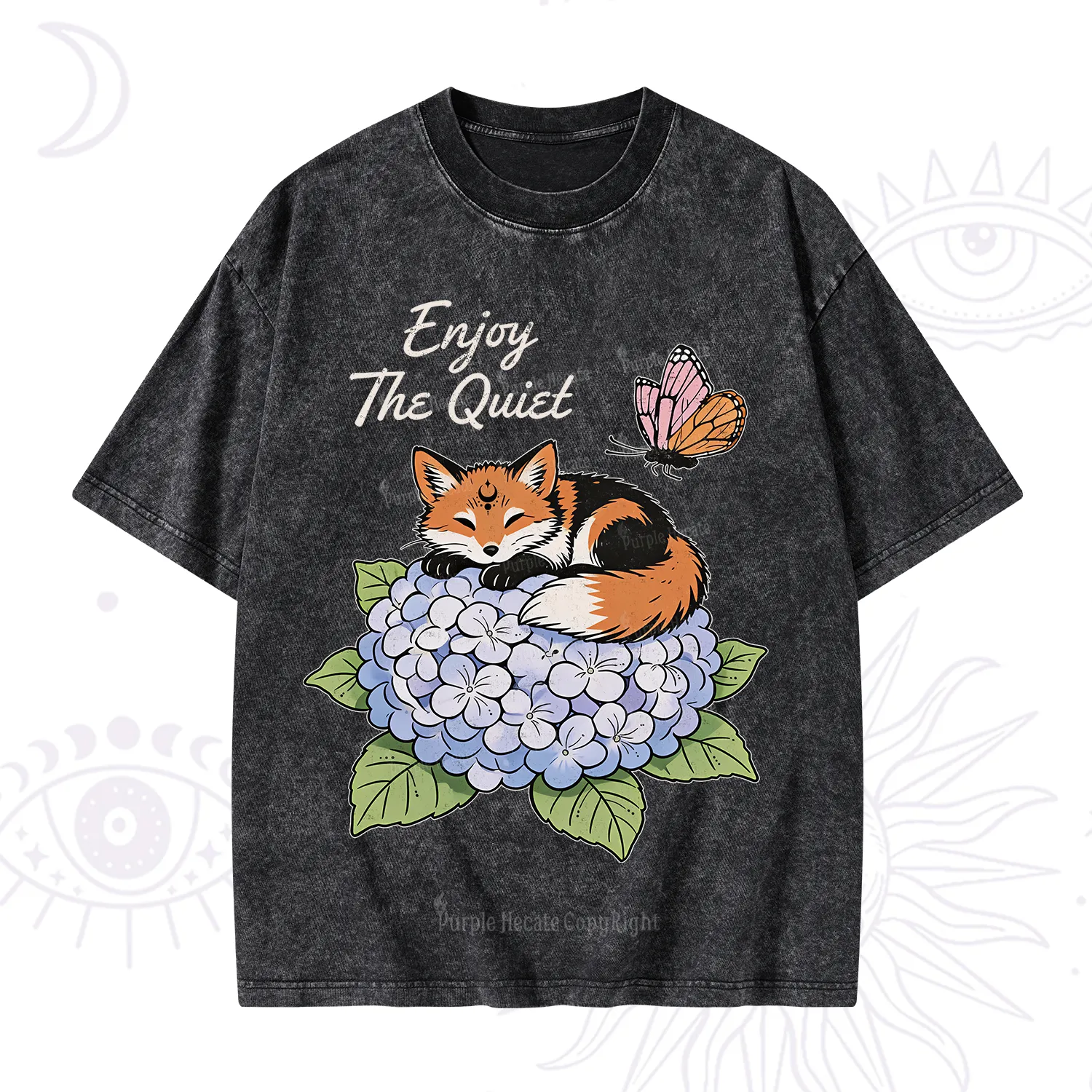 Purplehecate Enjoy The Quiet Fox Washed T-Shirt