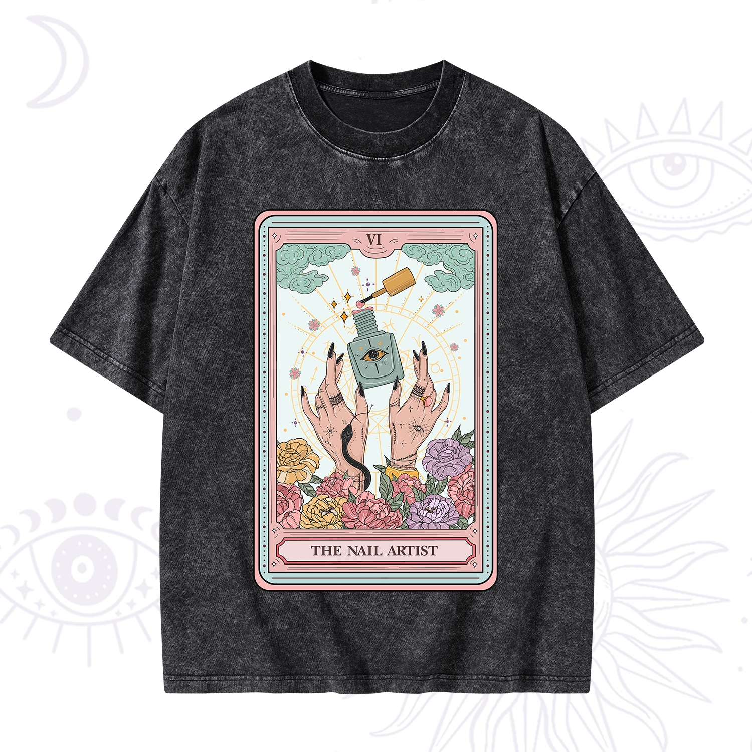 Purplehecate The Nail Artist Life Tarot Washed T-Shirt