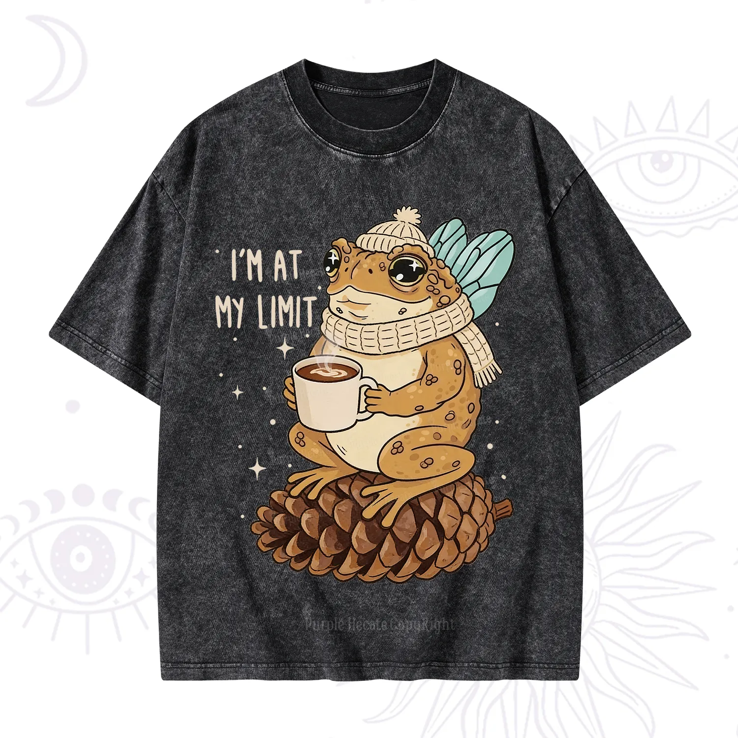 Purplehecate I'm At My Limit Funny Frog Washed T-Shirt