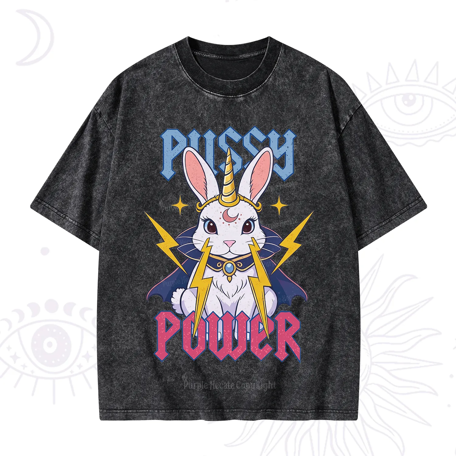 Purplehecate Pussy Power Magic Bunny Washed T-Shirt