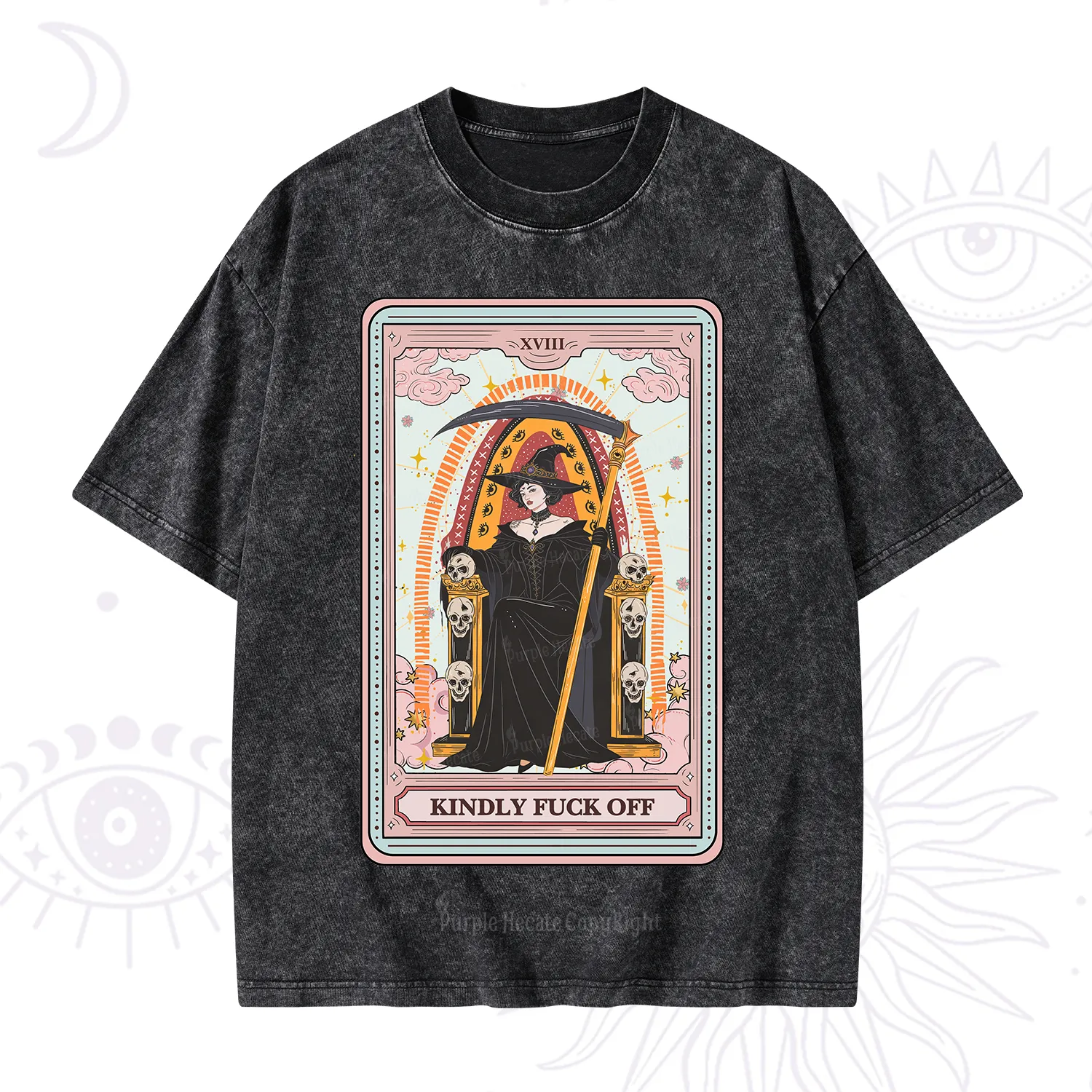 Purplehecate The Kindly Fuck Off Tarot Washed T-Shirt