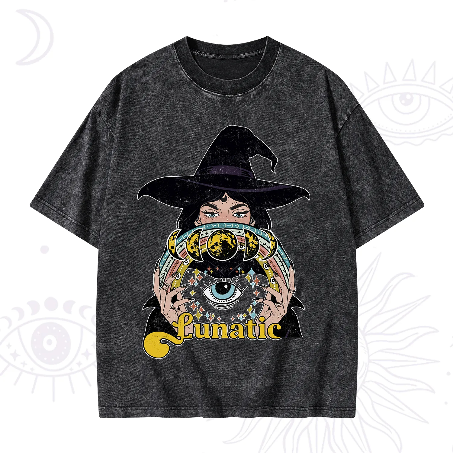 Purplehecate Witch of the Lunatic Moon Phase Washed T-Shirt