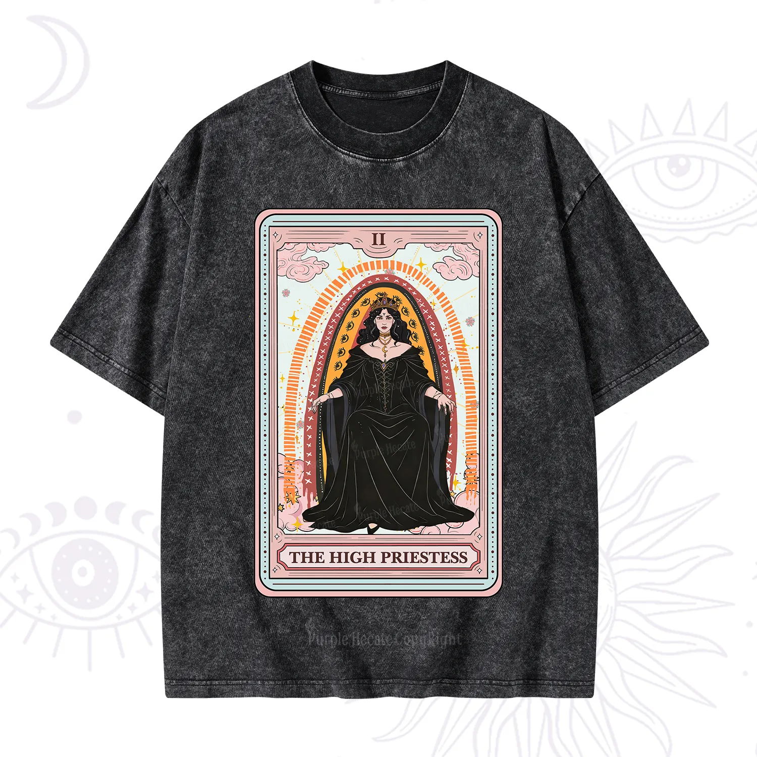 Purplehecate The High Priestess Tarot Washed T-Shirt