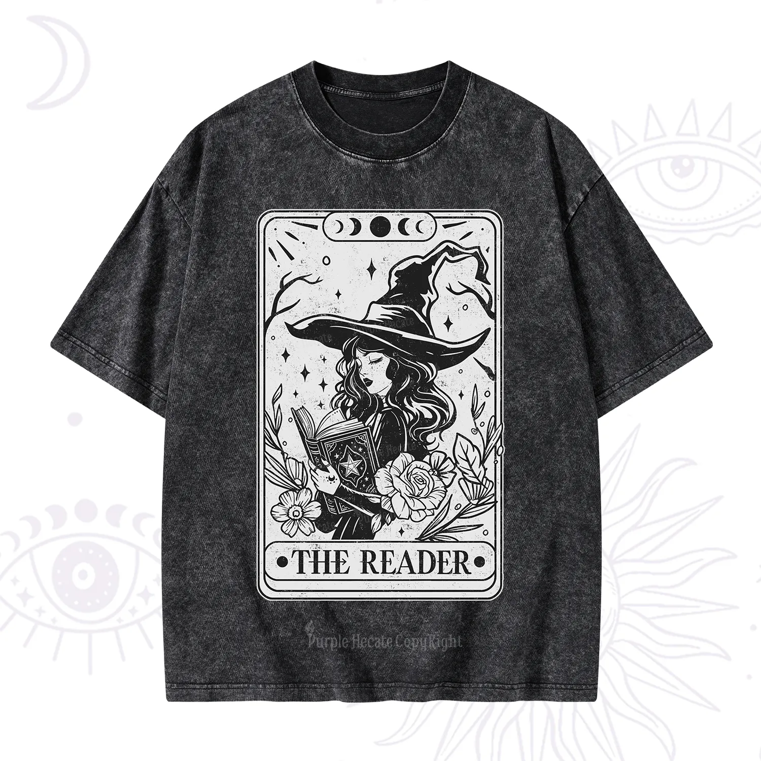 Purplehecate The Witch Reader Tarot Washed T-Shirt