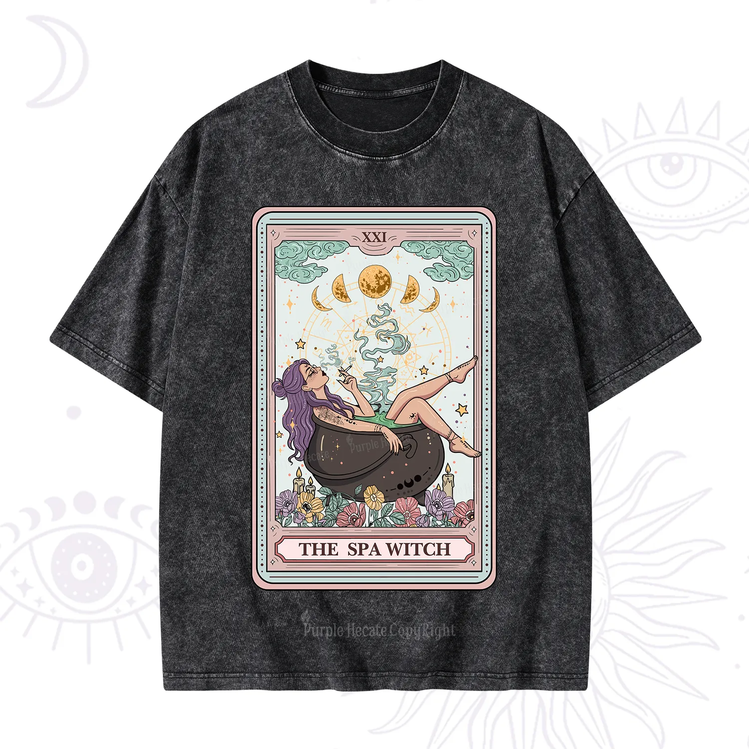 Purplehecate The Spa Witch Tarot Card Washed T-Shirt