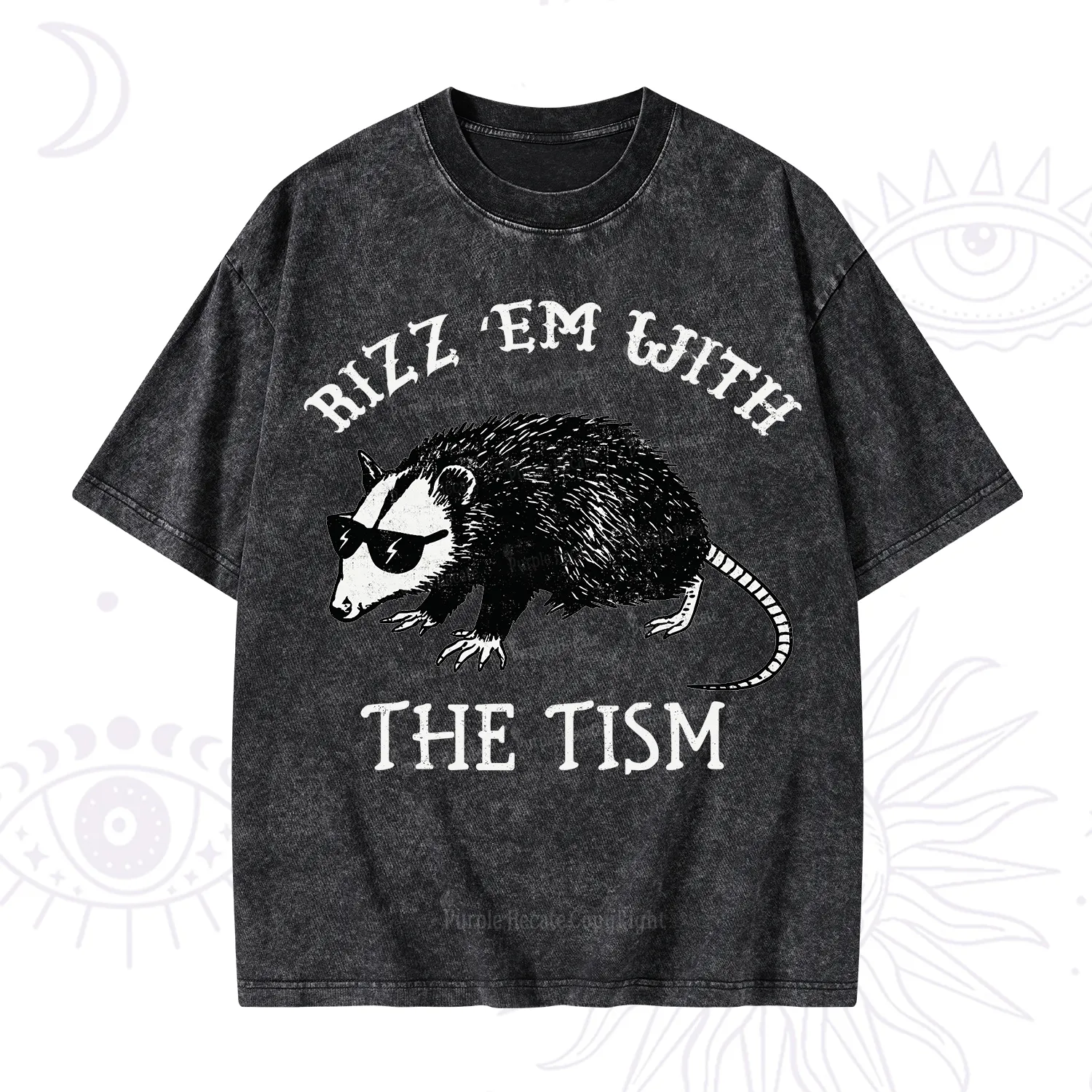 Purplehecate Rizz Em With The Tism Opossum Washed T-Shirt