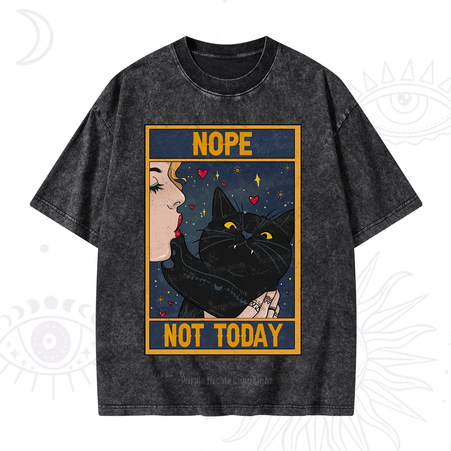 Purplehecate The Nope Not Today Tarot Washed T-Shirt