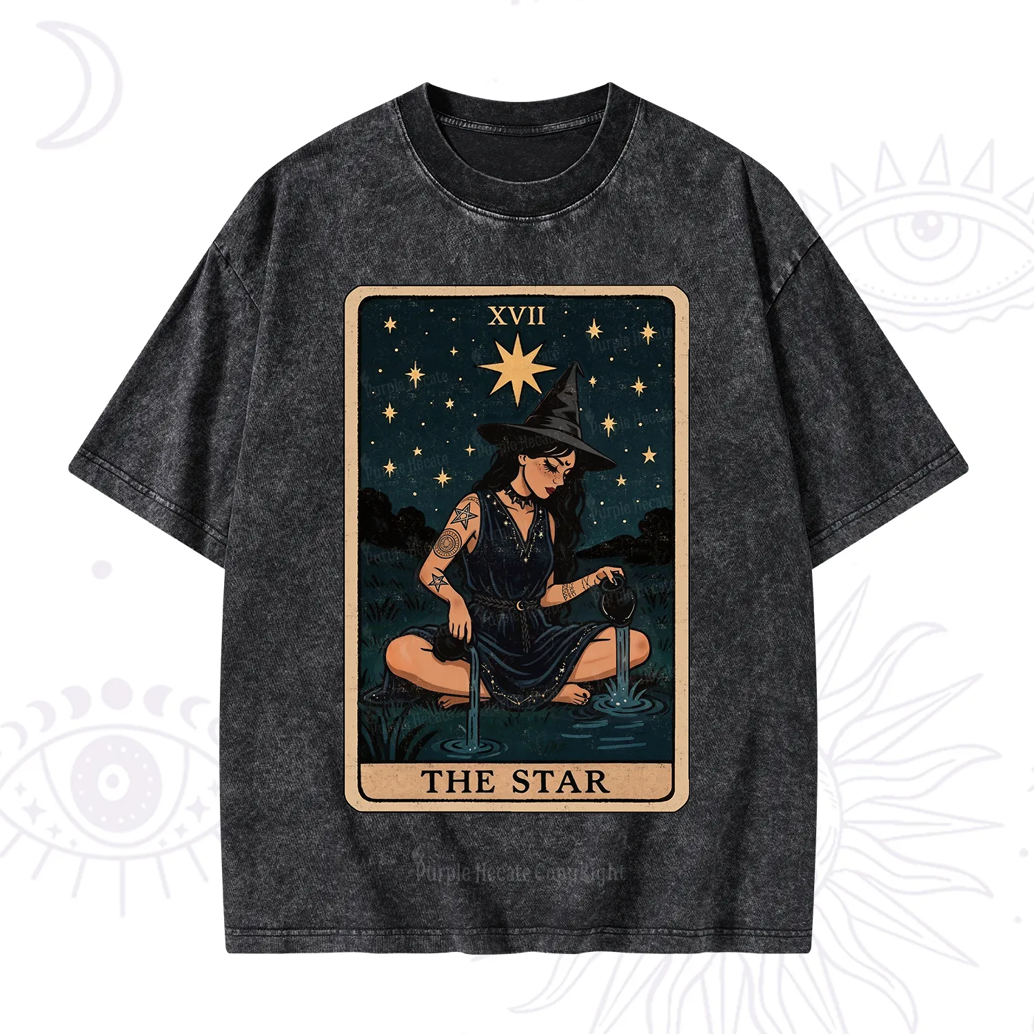 Purplehecate The Star Witch Tarot Washed T-Shirt