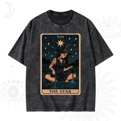 Purplehecate The Star Witch Tarot Washed T-Shirt