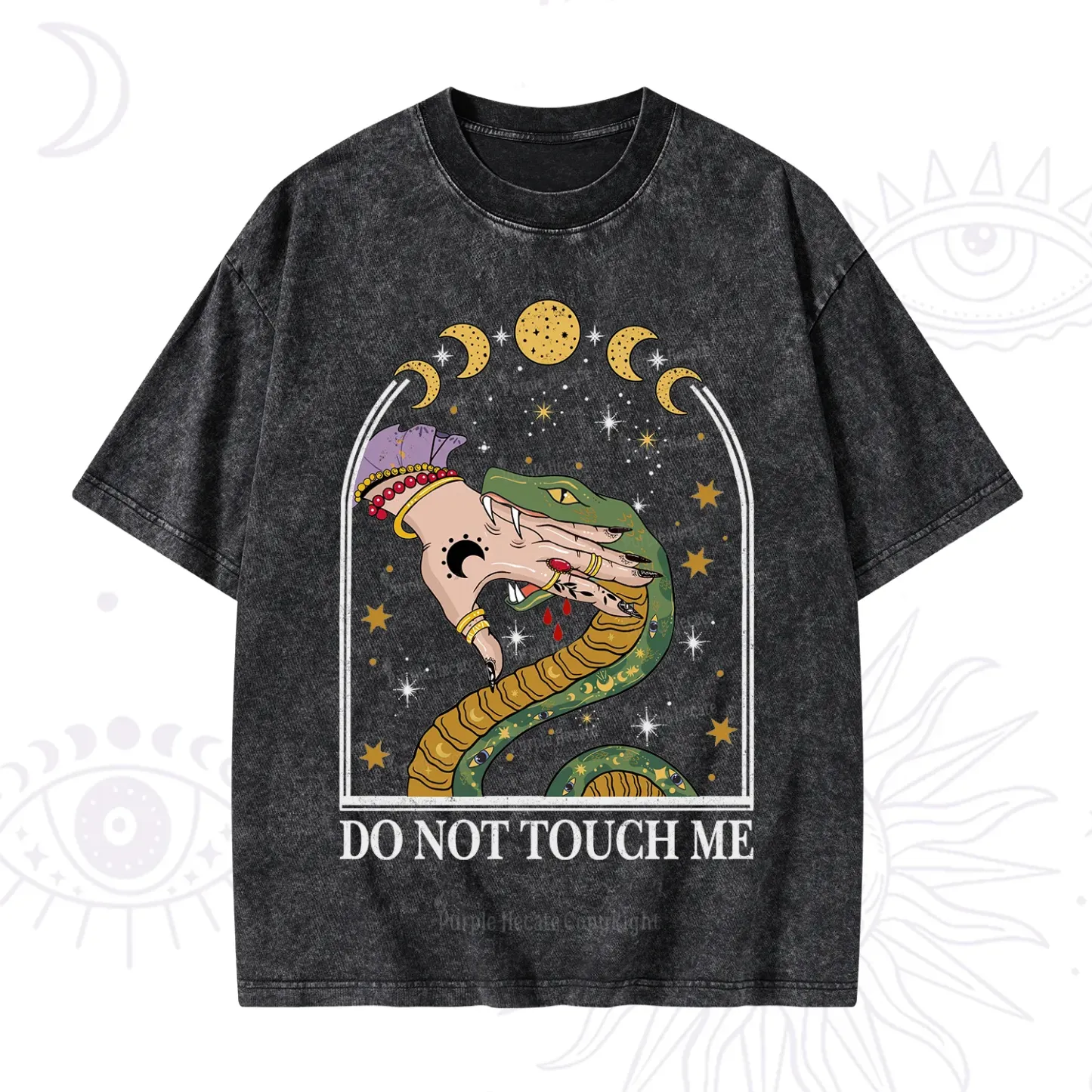 Purplehecate Do Not Touch Me Washed T-Shirt