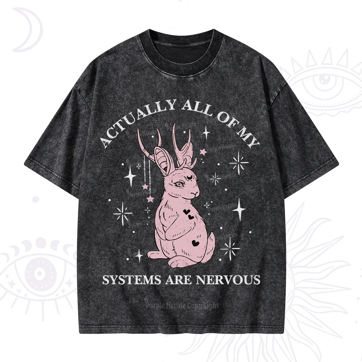 Purplehecate Actually All Of My Systems Are Nervous Washed T-Shirt