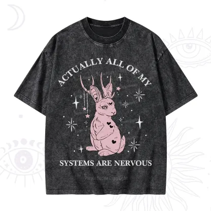 Purplehecate Actually All Of My Systems Are Nervous Washed T-Shirt
