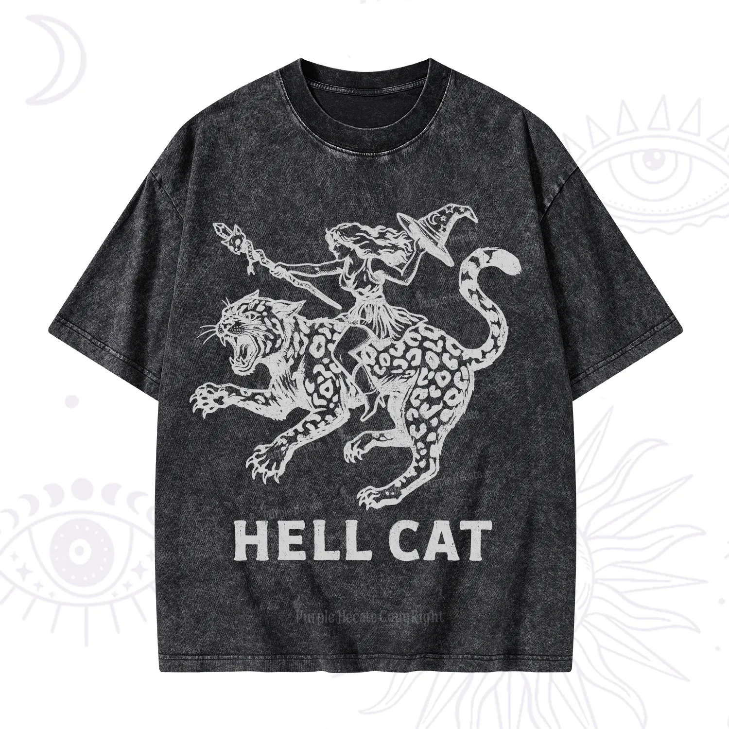 Purplehecate Hex Girl Hell Cat Washed T-Shirt