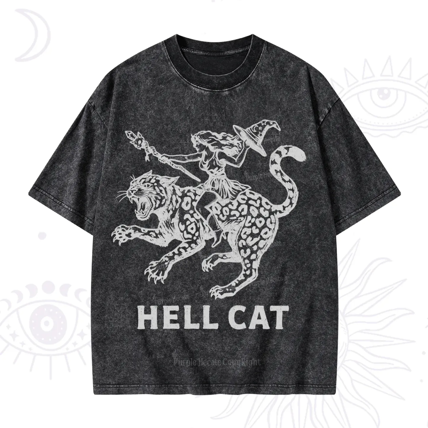 Purplehecate Hex Girl Hell Cat Washed T-Shirt