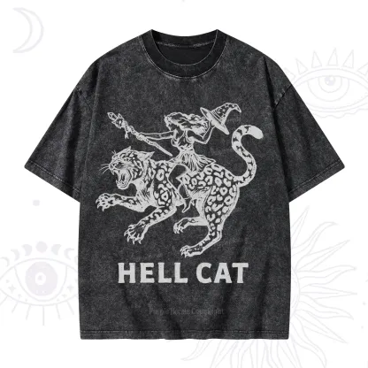 Purplehecate Hex Girl Hell Cat Washed T-Shirt