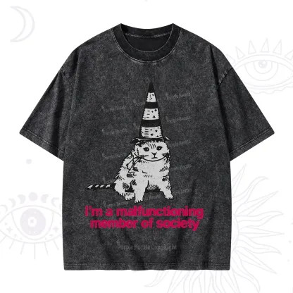 Purplehecate Social Anxiety Cat Washed T-Shirt