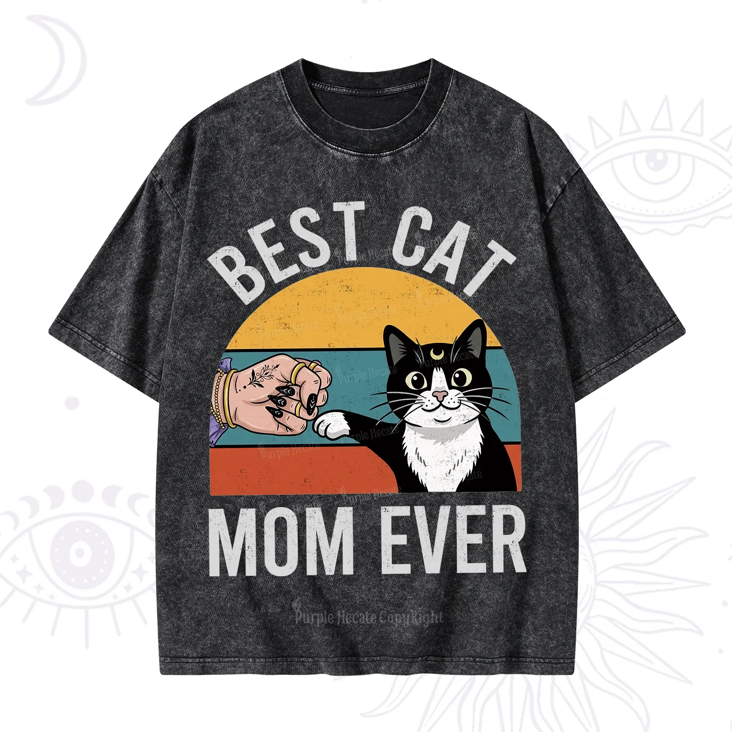 Purplehecate Best Cat Mom Ever Washed T-Shirt