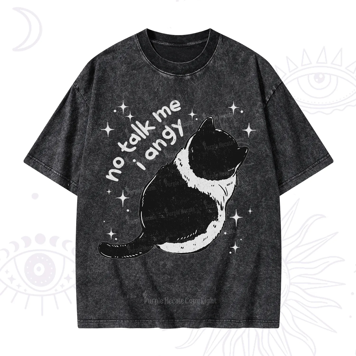 Purplehecate No Talk Me Im Angy Cat Washed T-Shirt