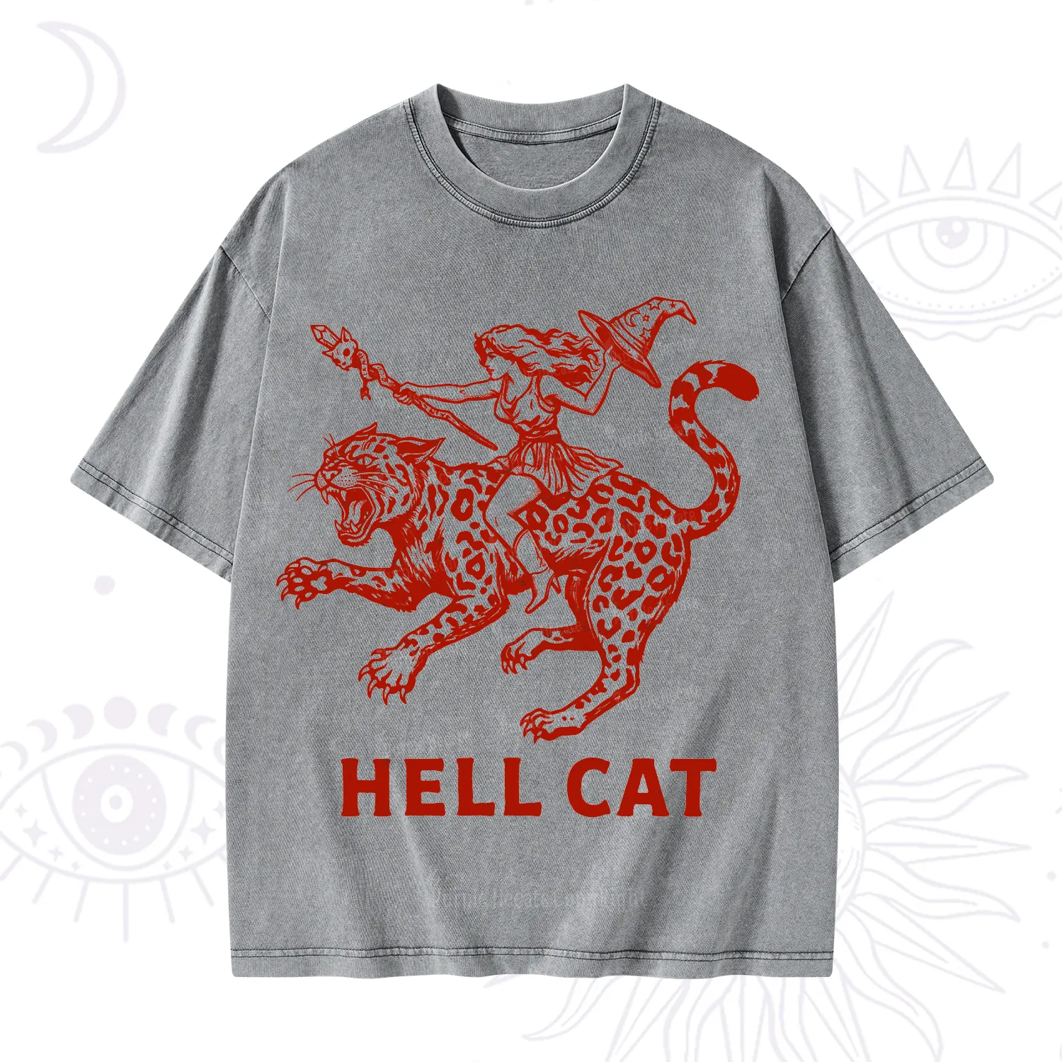 Purplehecate Hex Girl Hell Cat Washed T-Shirt