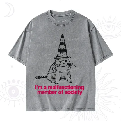 Purplehecate Social Anxiety Cat Washed T-Shirt