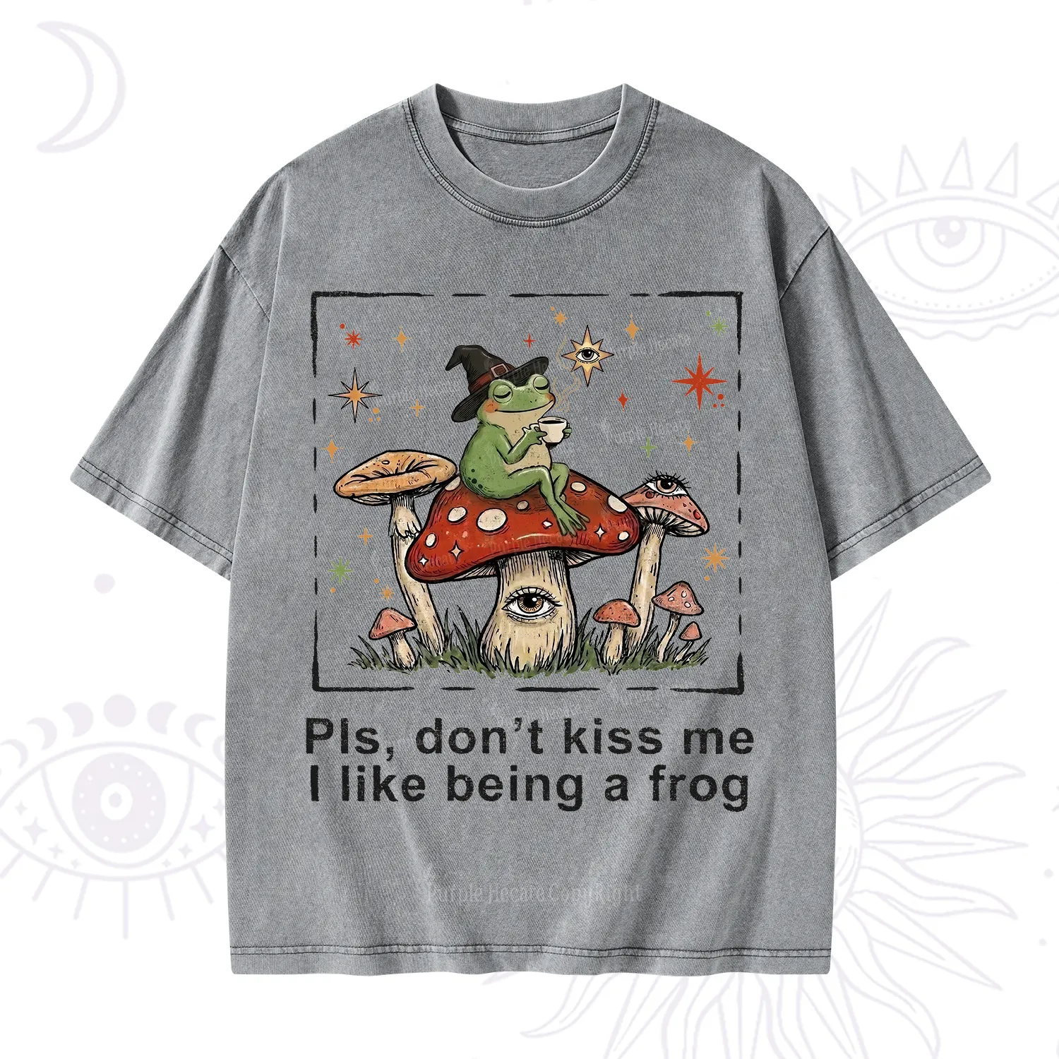 Purplehecate Please Don't Kiss Me I like Being A Frog Washed T-Shirt
