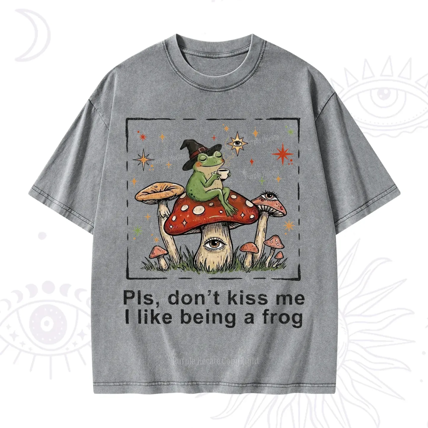 Purplehecate Please Don't Kiss Me I like Being A Frog Washed T-Shirt