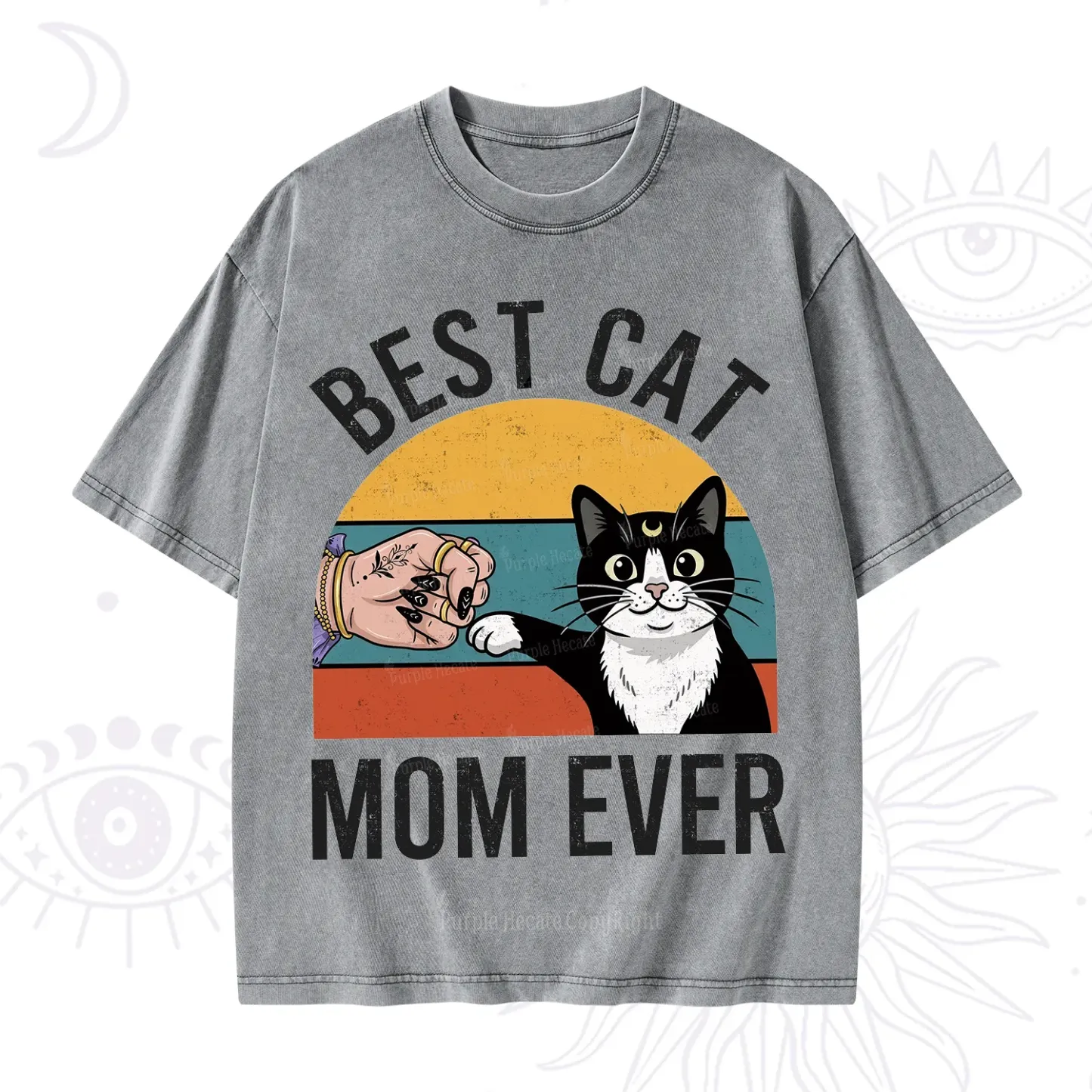 Purplehecate Best Cat Mom Ever Washed T-Shirt